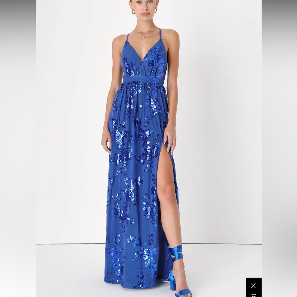 Lulus Blue Sequin Maxi Dress